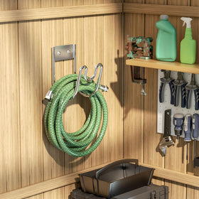 Josmimic organizer stores hoses and extension cords in garden shed