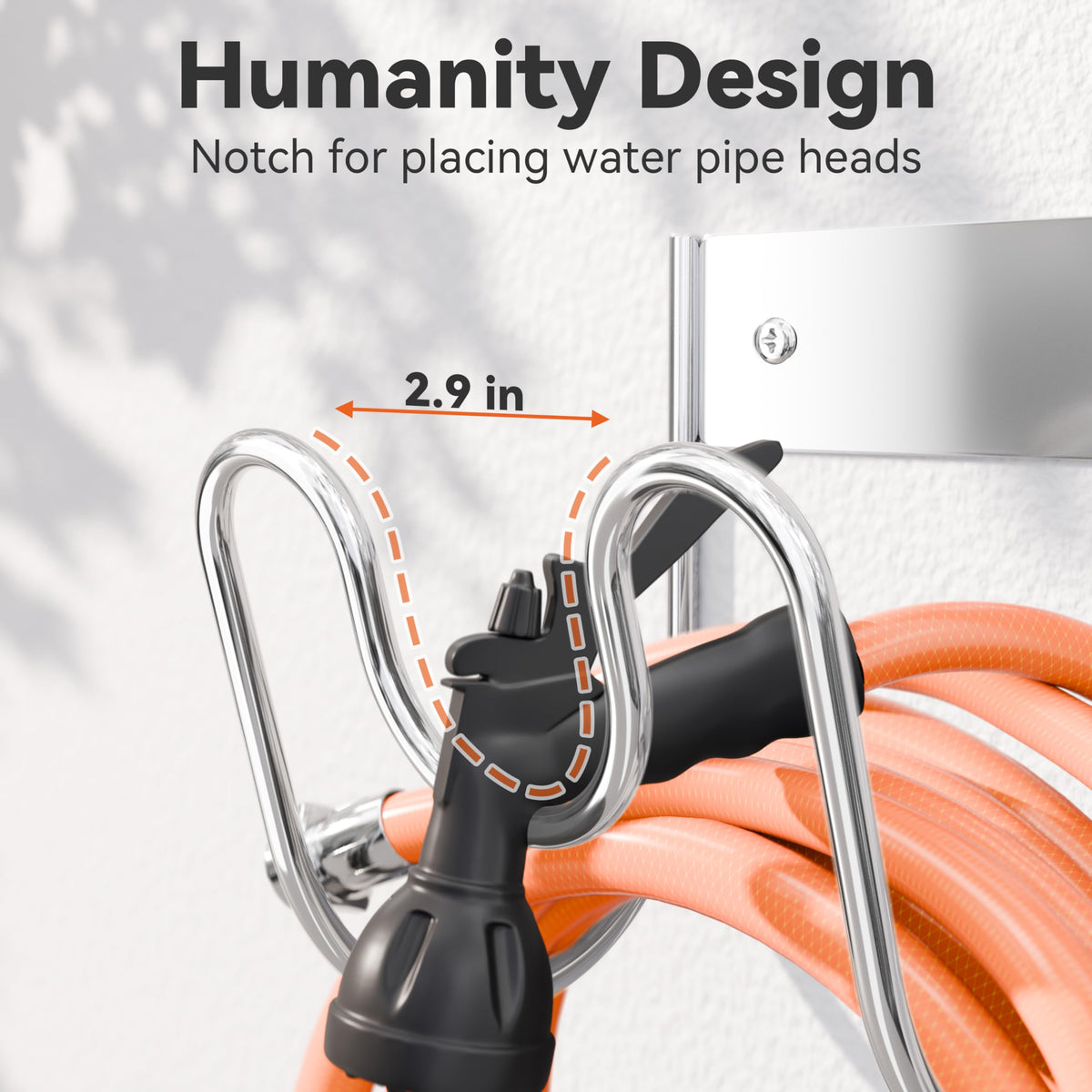 Josmimic heavy-duty hose holder supports up to 30lb for long outdoor hoses.