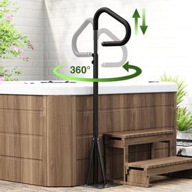 Josmimic hot tub handrail 360° swivel handle enables flexible entry.