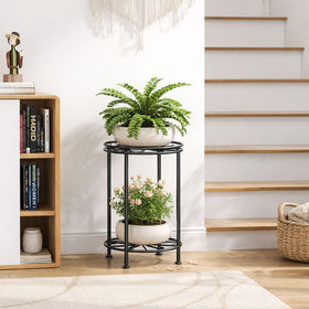 Josmimic indoor-outdoor use two-tier stand saves space.