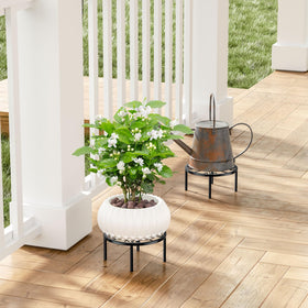 Josmimic plant stand with pot on table demonstrates versatile display option