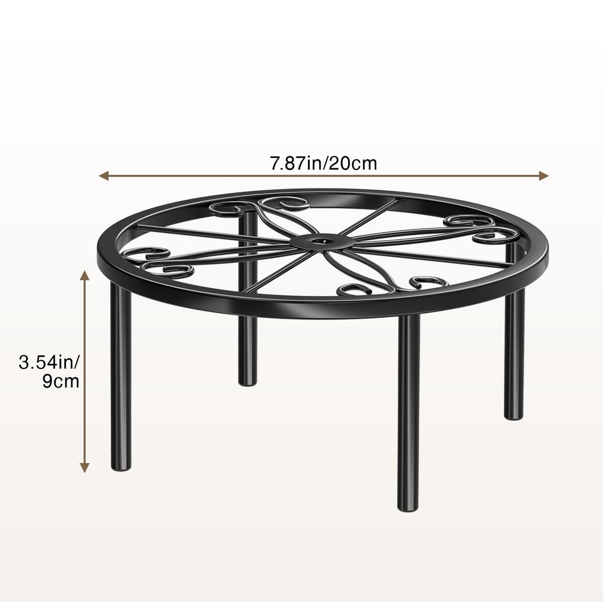 Josmimic round black plant stand top view demonstrates compact design for tight spaces