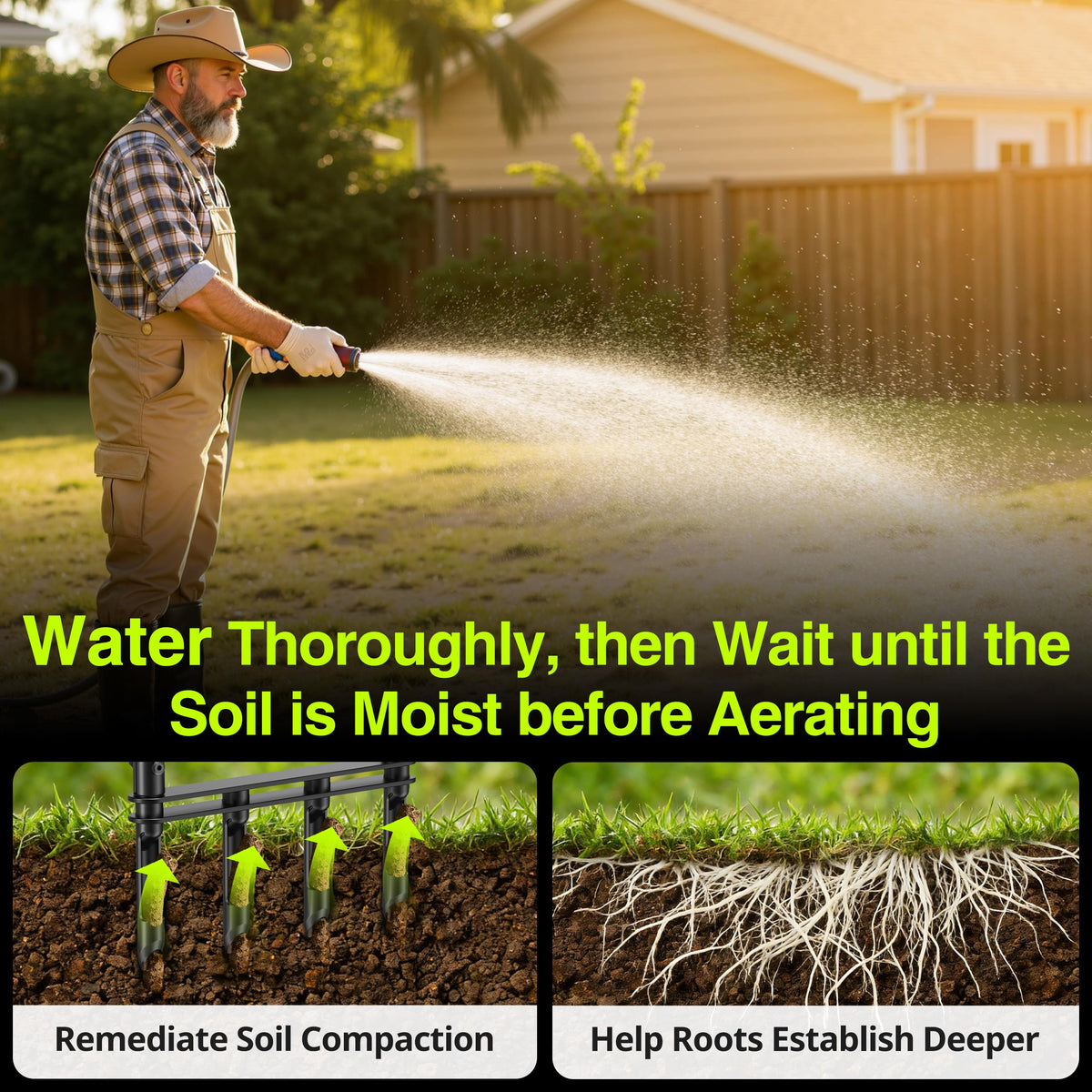 Josmimic SUS304 stainless steel core for durable lawn care tool.