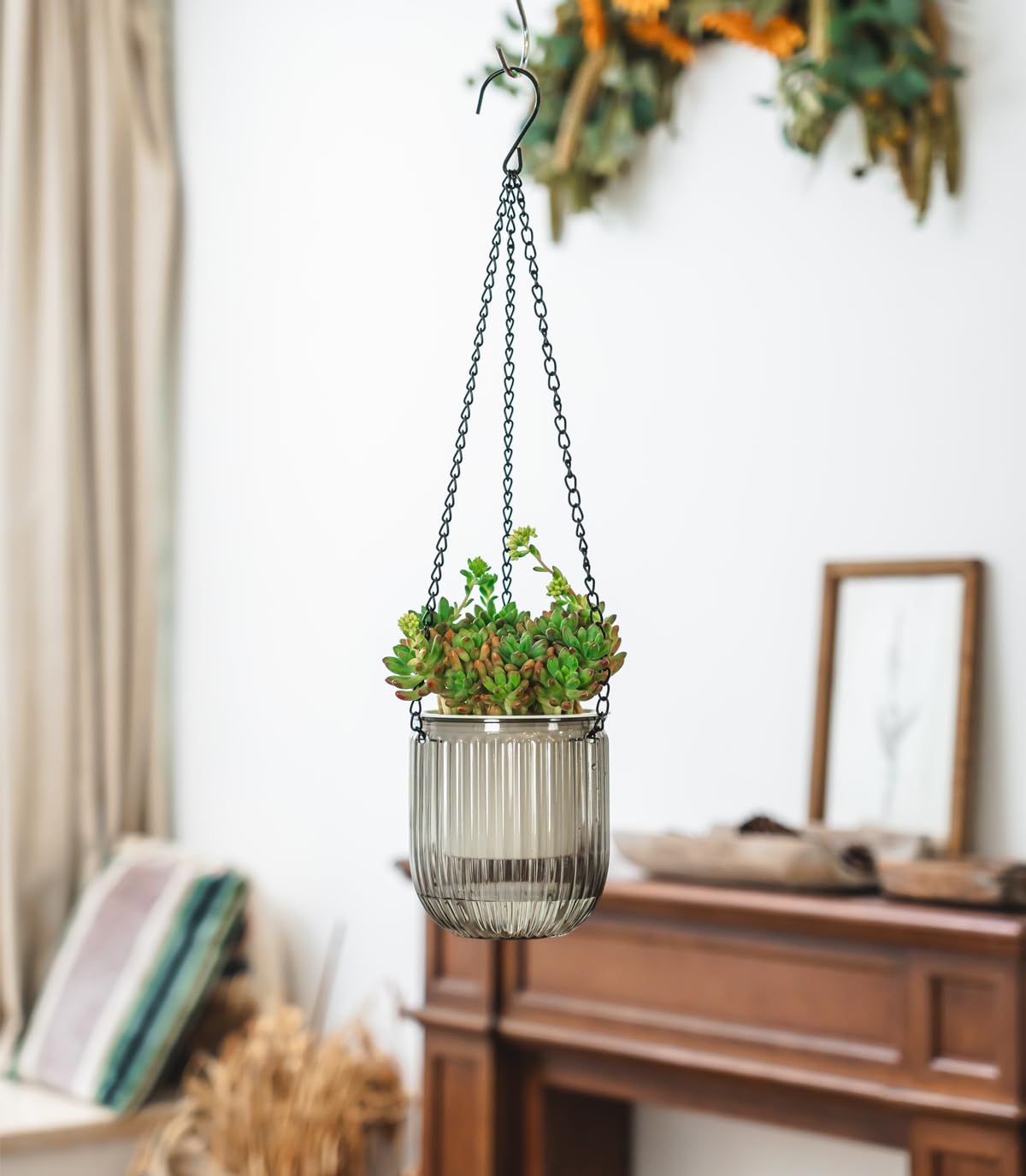 Josteve hanging planter with cotton wick ropes supports flexible indoor or outdoor use.