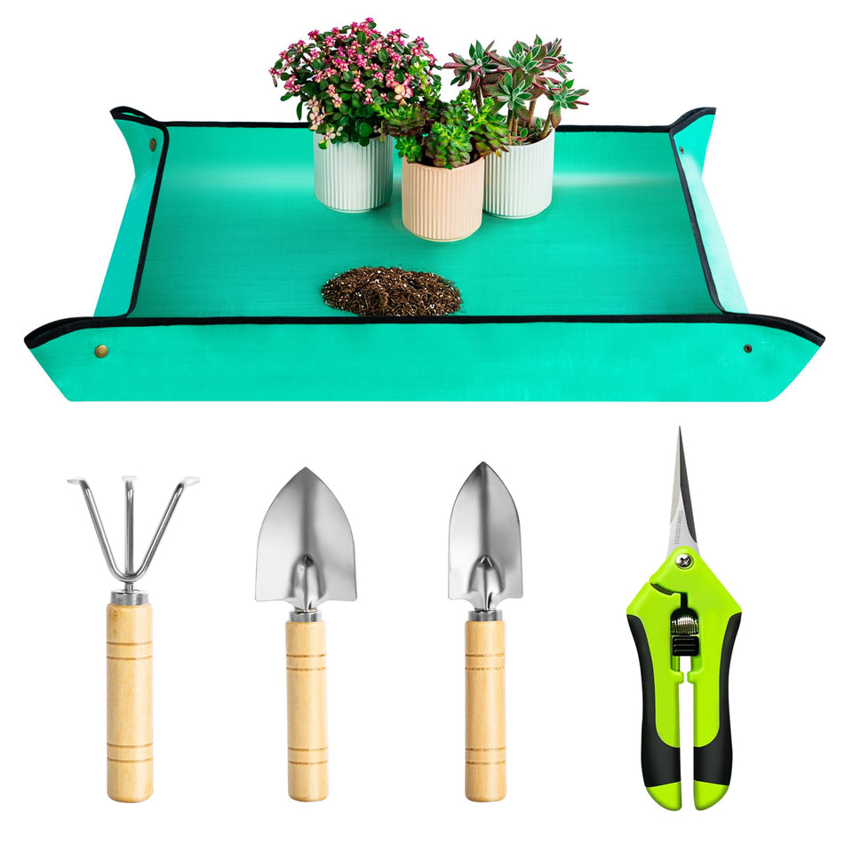 Josteve repotting mat indoors keeps your workspace clean during transplanting plants.