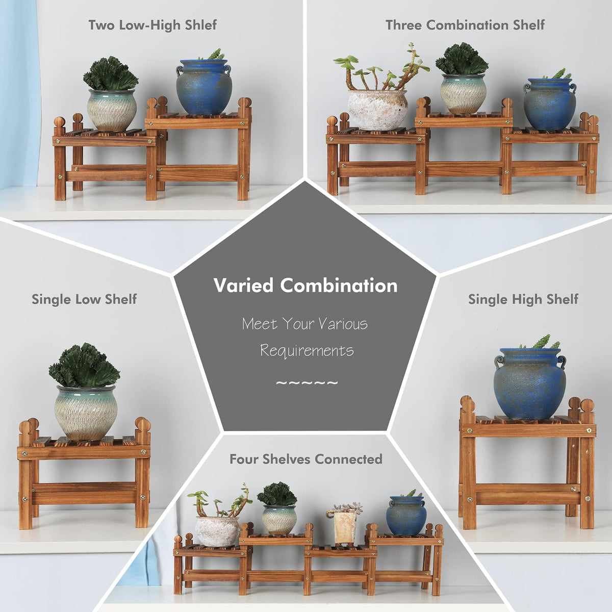 Jotboom wood plant stand close-up shows natural pine grain and smooth edges