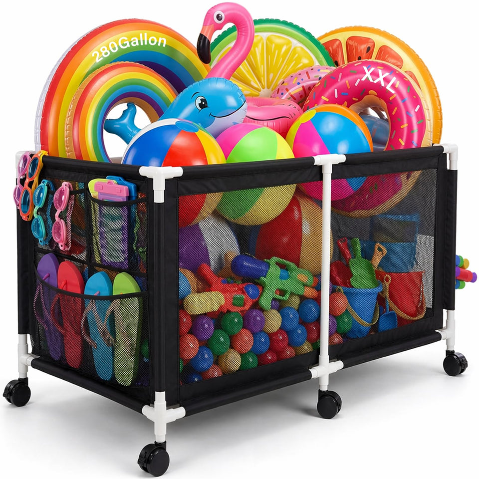 Jotesnew pool storage bin full view showing large capacity for floats and toys