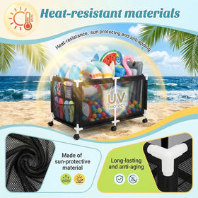 Jotesnew pool storage bin water-resistant PVC frame and mesh for outdoor use