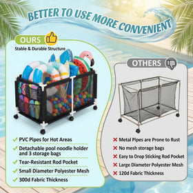 Jotesnew pool storage bin noodle compartment showing tangle-free noodle storage