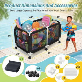 Jotesnew pool storage bin side pockets detail highlighting organized small items