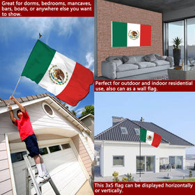 Joven Mexico flag with oxford header and brass grommets for secure outdoor mounting.