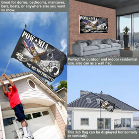 Joven Pow Mia flag crafted from fade-resistant polyester for outdoor use