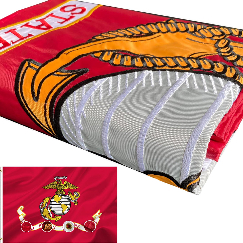 Joven US Marine Corps flag 3x5ft with double-sided embroidery for outdoor display