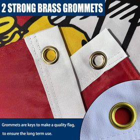 Joven USMC flag features four-row stitching for reinforced edge durability.
