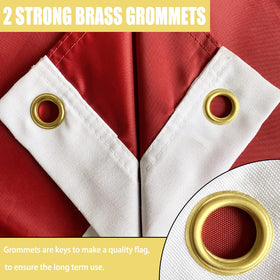 Flag features quadruple-stitched wind edge for longer life.