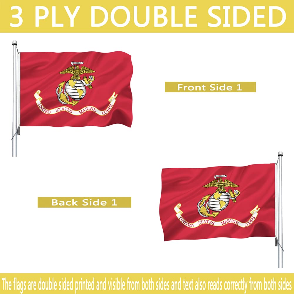 Durable oxford header with two brass grommets on the Joven USMC flag.