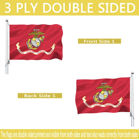 Durable oxford header with two brass grommets on the Joven USMC flag.