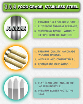JOWHONK wide 0.4-inch skewers stabilize heavier portions