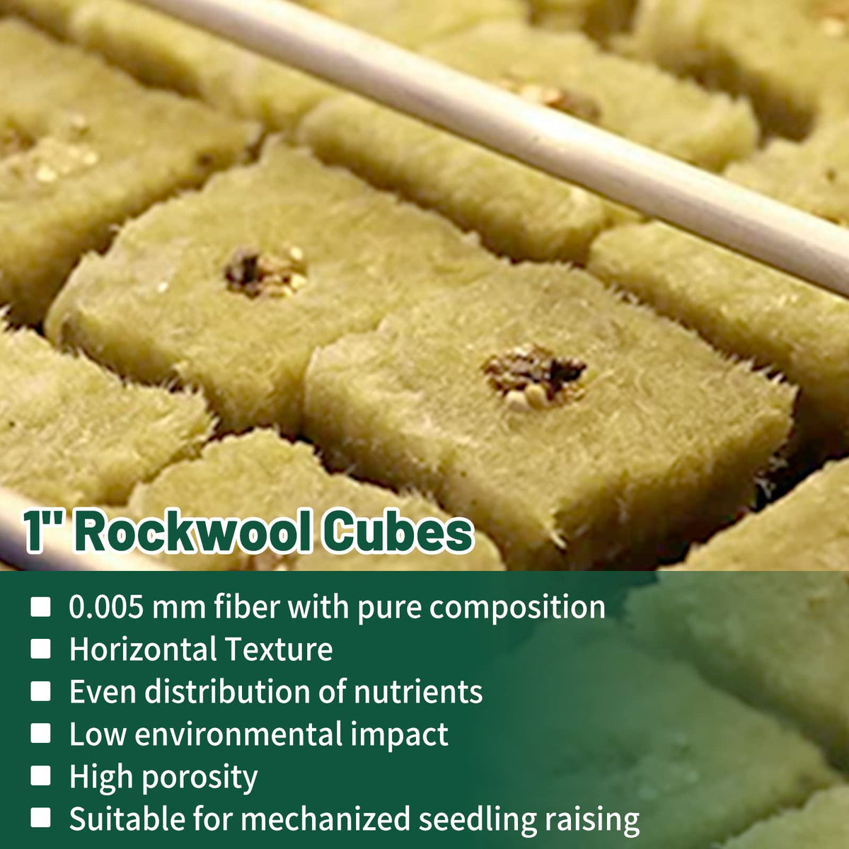 Closeup of Jowlawn rockwool fibers showing uniform structure for roots.