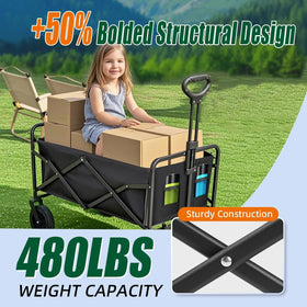 Joxir collapsible wagon with all-terrain wheels handles varied surfaces
