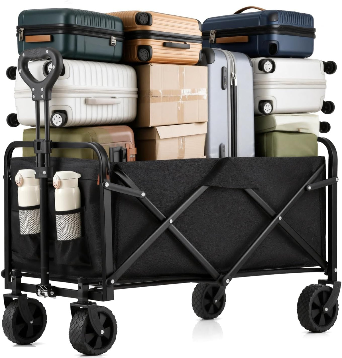 Joxir collapsible wagon main extended frame shows heavy-duty durability for large loads