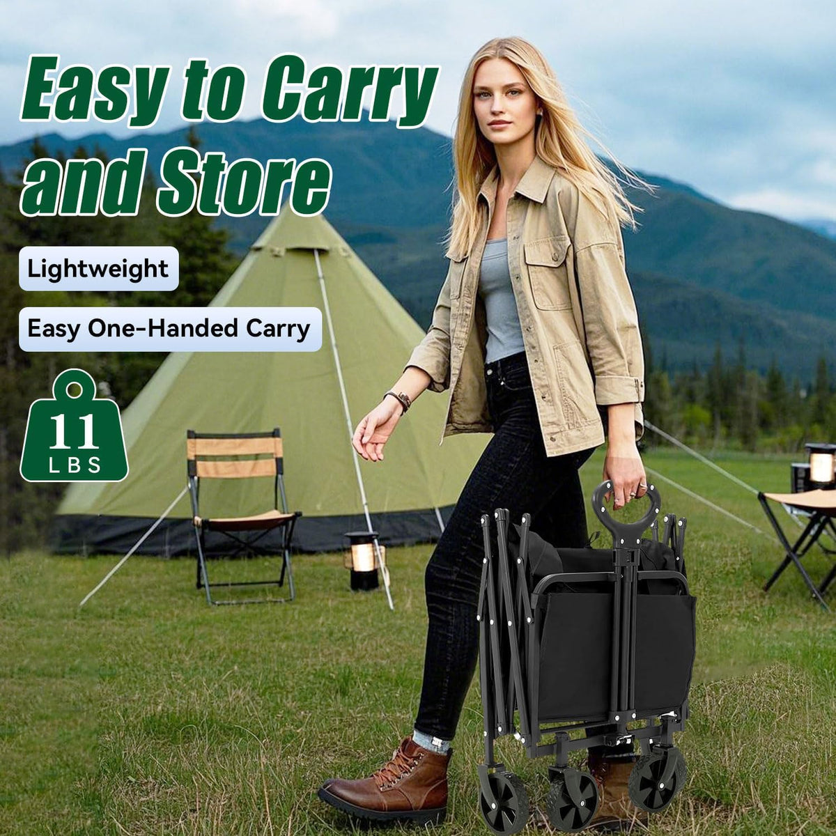 Joxir collapsible wagon removable wheels simplify maintenance and customization.