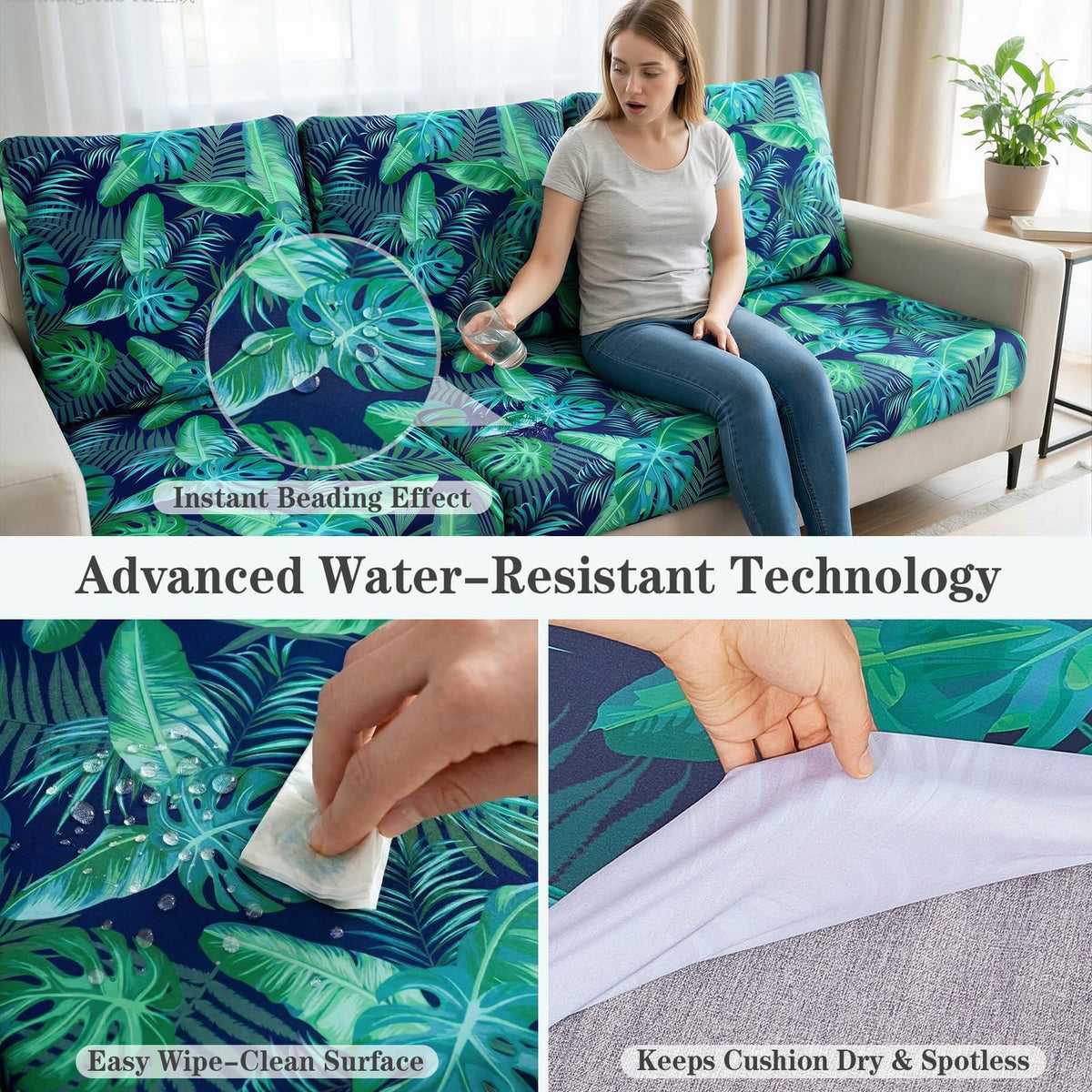Joy Bubble elastic-bottom cushion cover stays securely in place.
