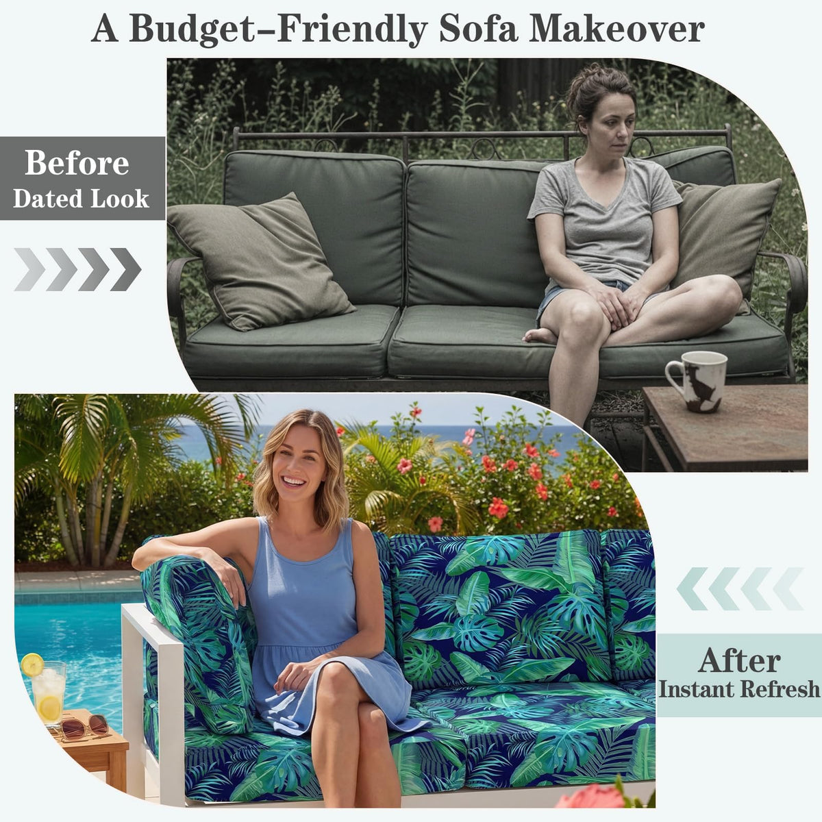 Joy Bubble water ripples cushion cover creates a refreshing poolside look.
