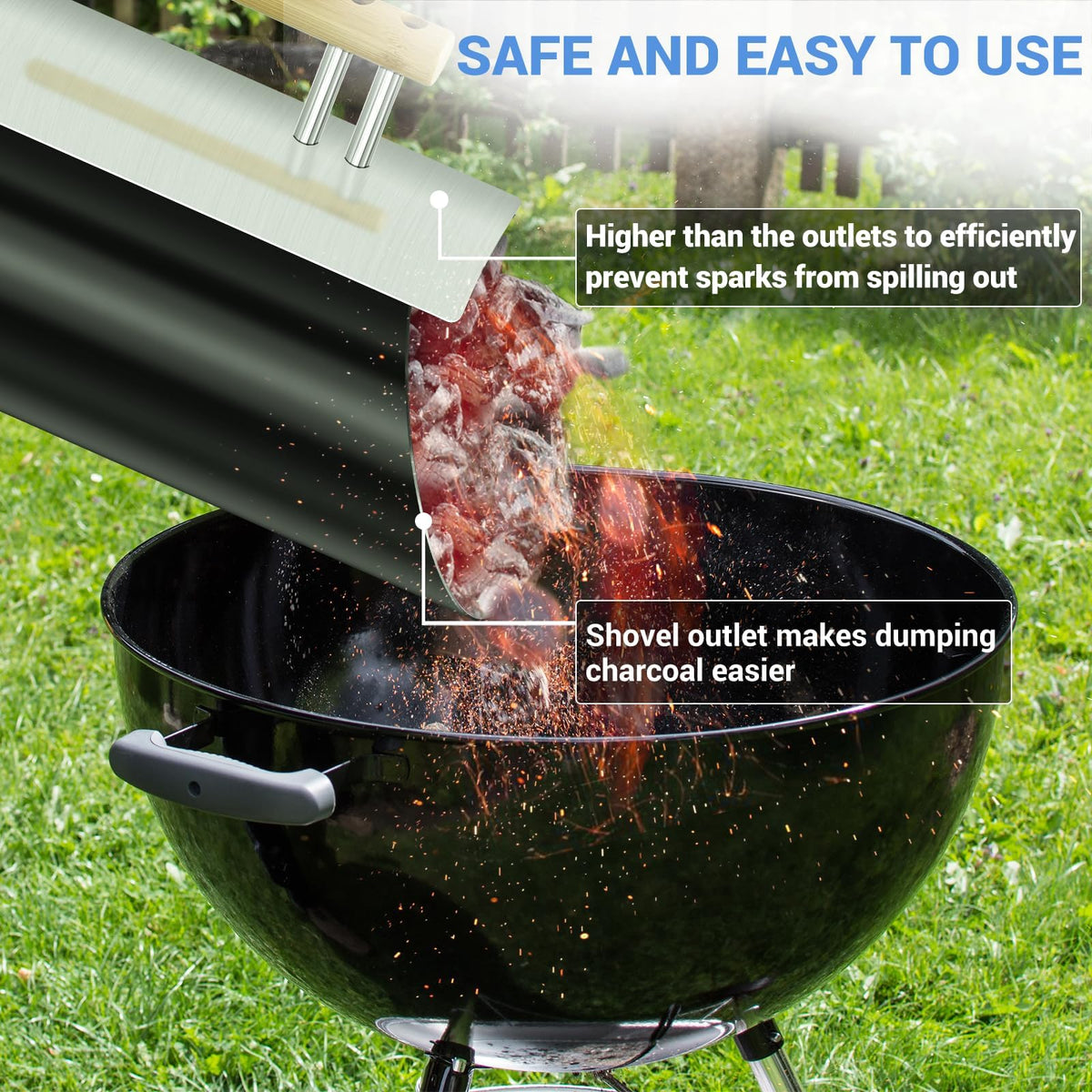 Joyagrill wood handle stays cool during use for comfortable handling.