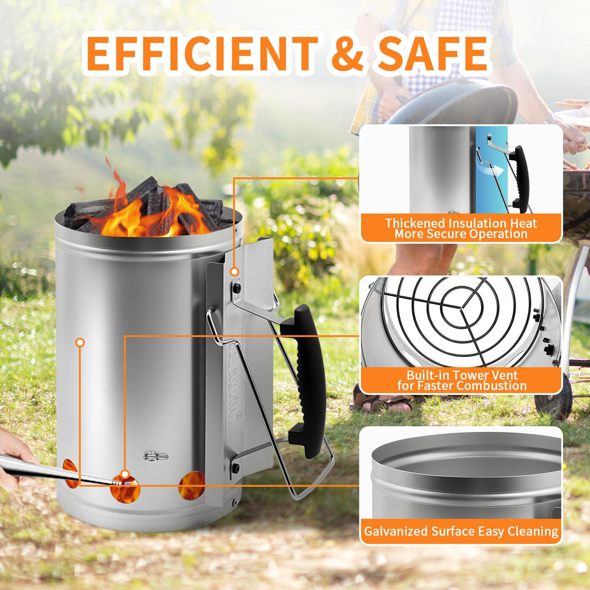 Joyagrill large-capacity charcoal chamber ready for full-size grill ignition