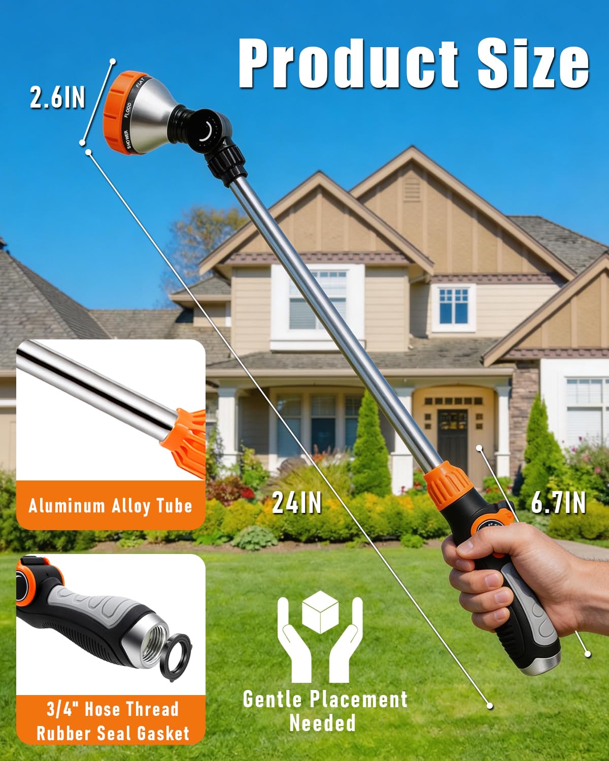 Joyaire wand dial showing eight spray patterns for versatility