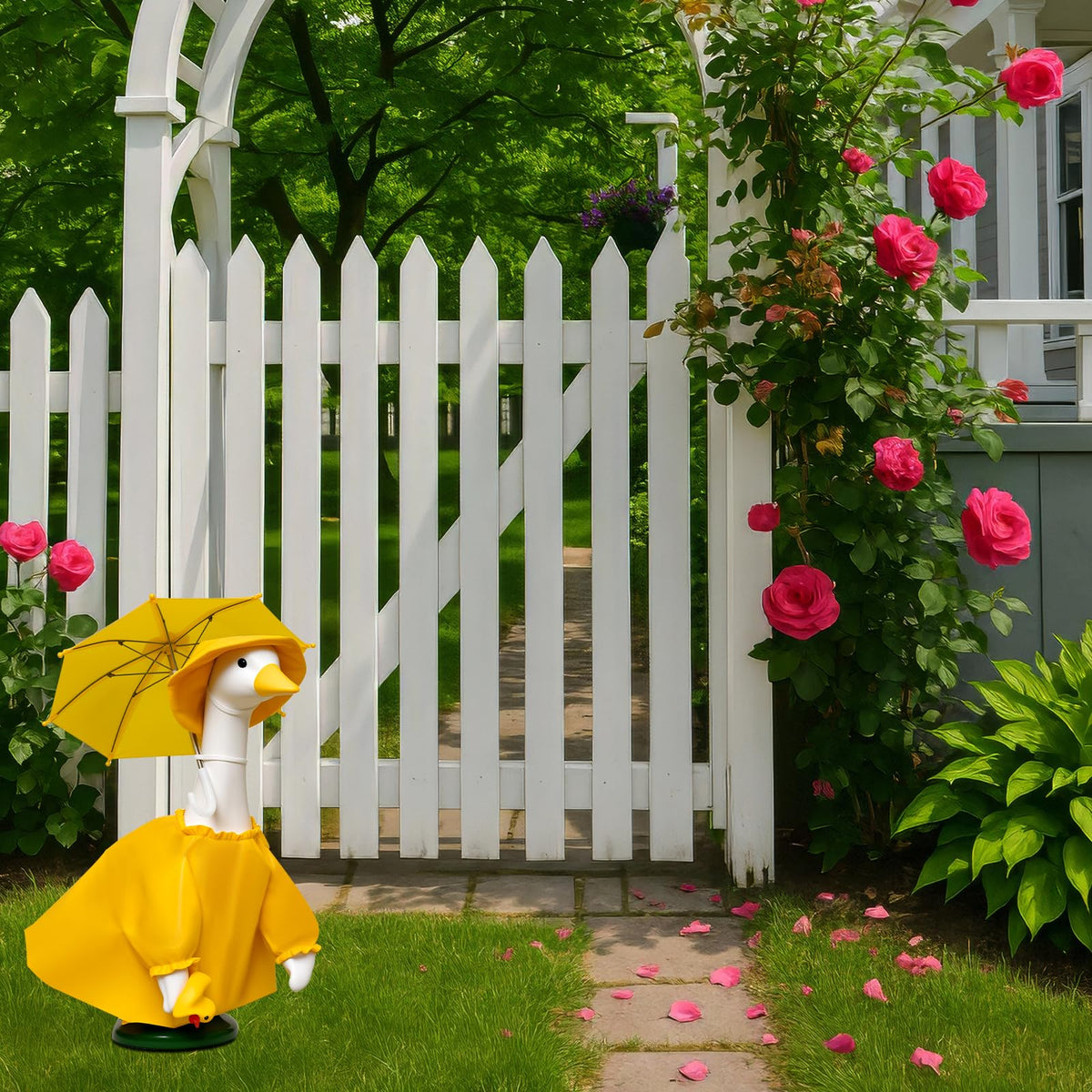 JOYANDRO porch decor goose costume on statue elevates seasonal yard styling.