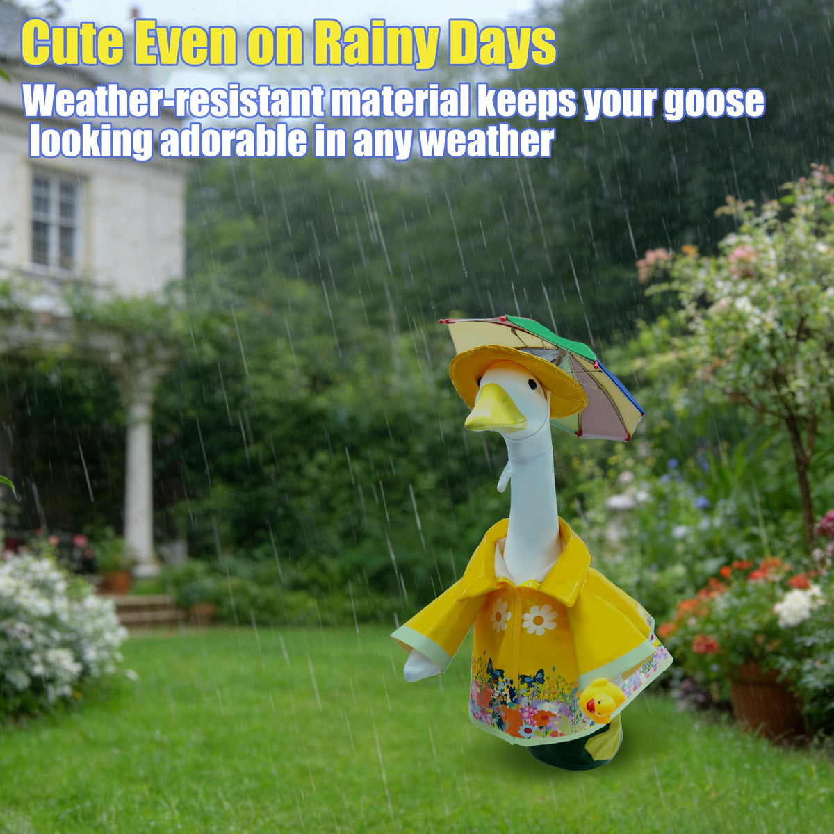 JOYANDRO yellow duck accessory completes a cute garden scene.