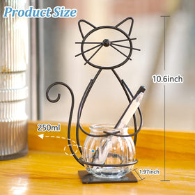 Joyathome cat-frame desk decor showcasing a clear vase for ambient greenery.