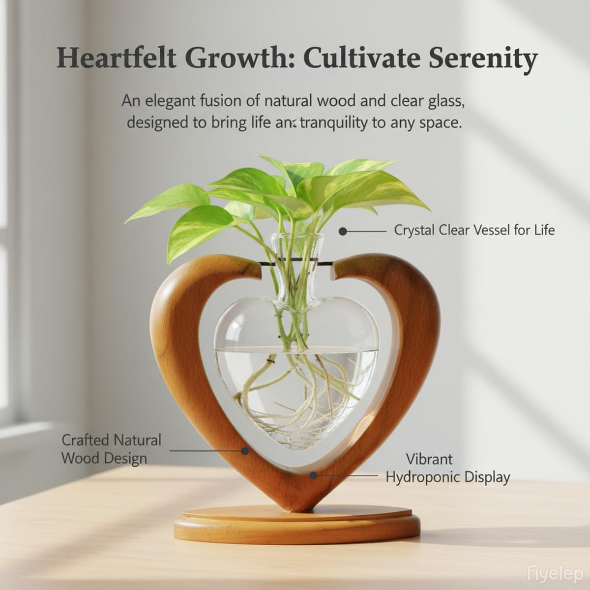 Joyathome heart-design desk decor enhances space with romantic plant display.
