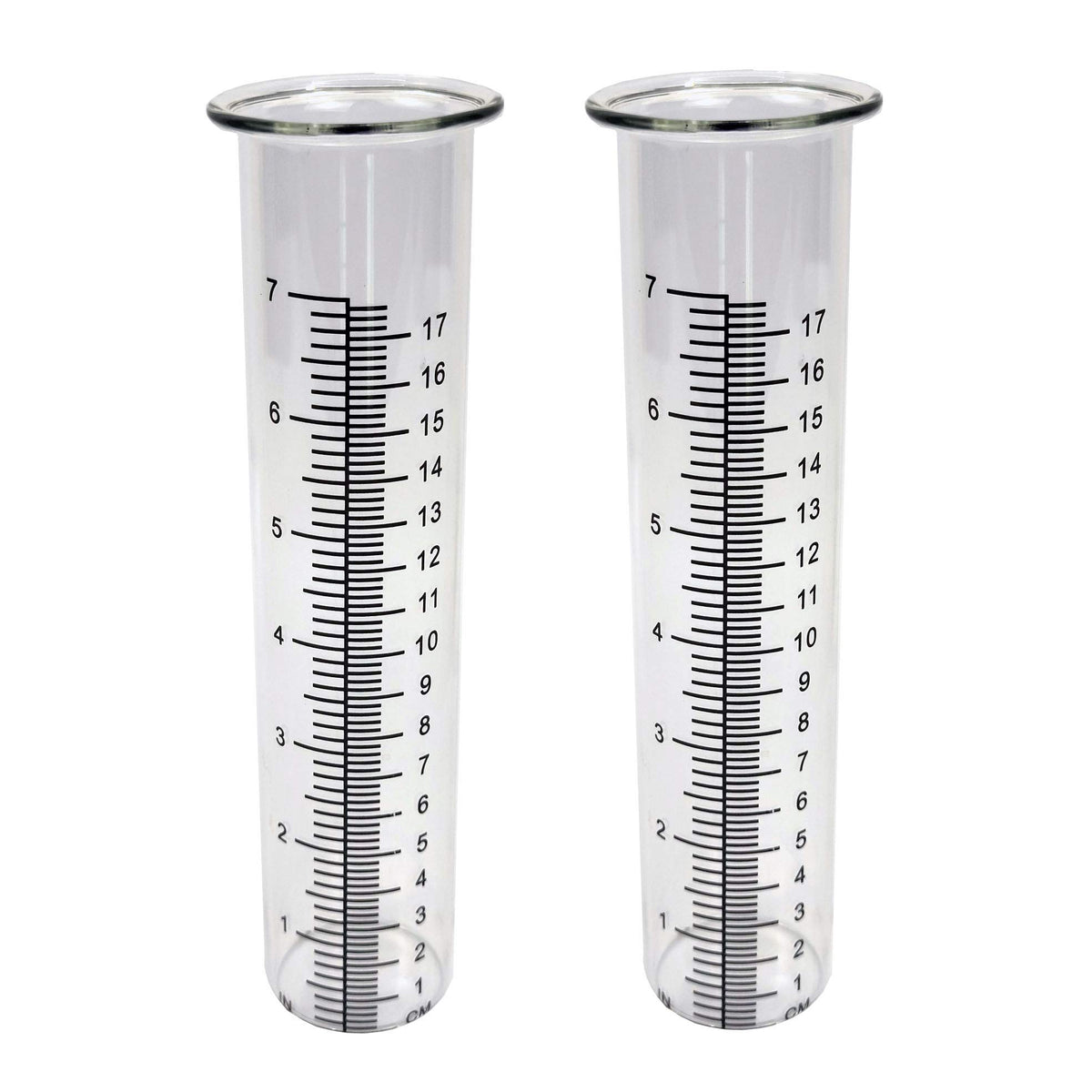 JOYBEE 7-inch rain gauge tubes pack 2 for precise rainfall tracking in the garden.