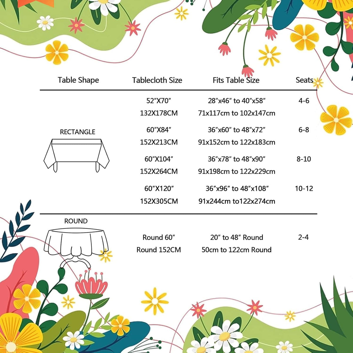 Joybest versatile indoor-outdoor table cover for picnics and parties.
