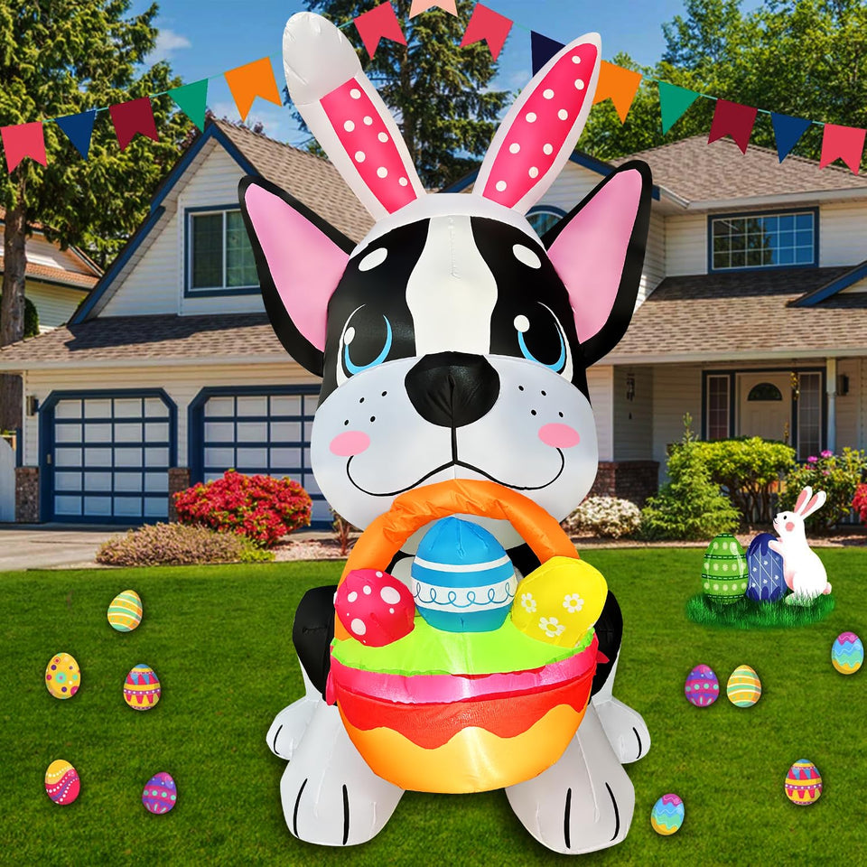 JOYEASE 5ft Easter inflatable dog decor for vibrant yard celebrations.