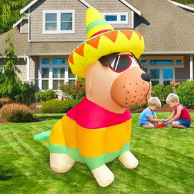 JOYEASE inflatable bulldog wearing taco hats and sunglasses with festive vibe