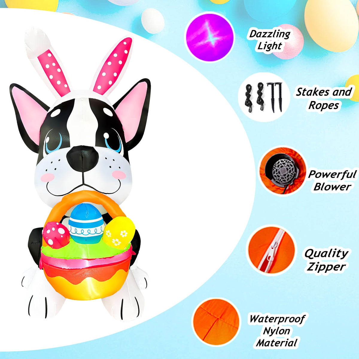 JOYEASE outdoor Easter dog decoration ideal for parties.