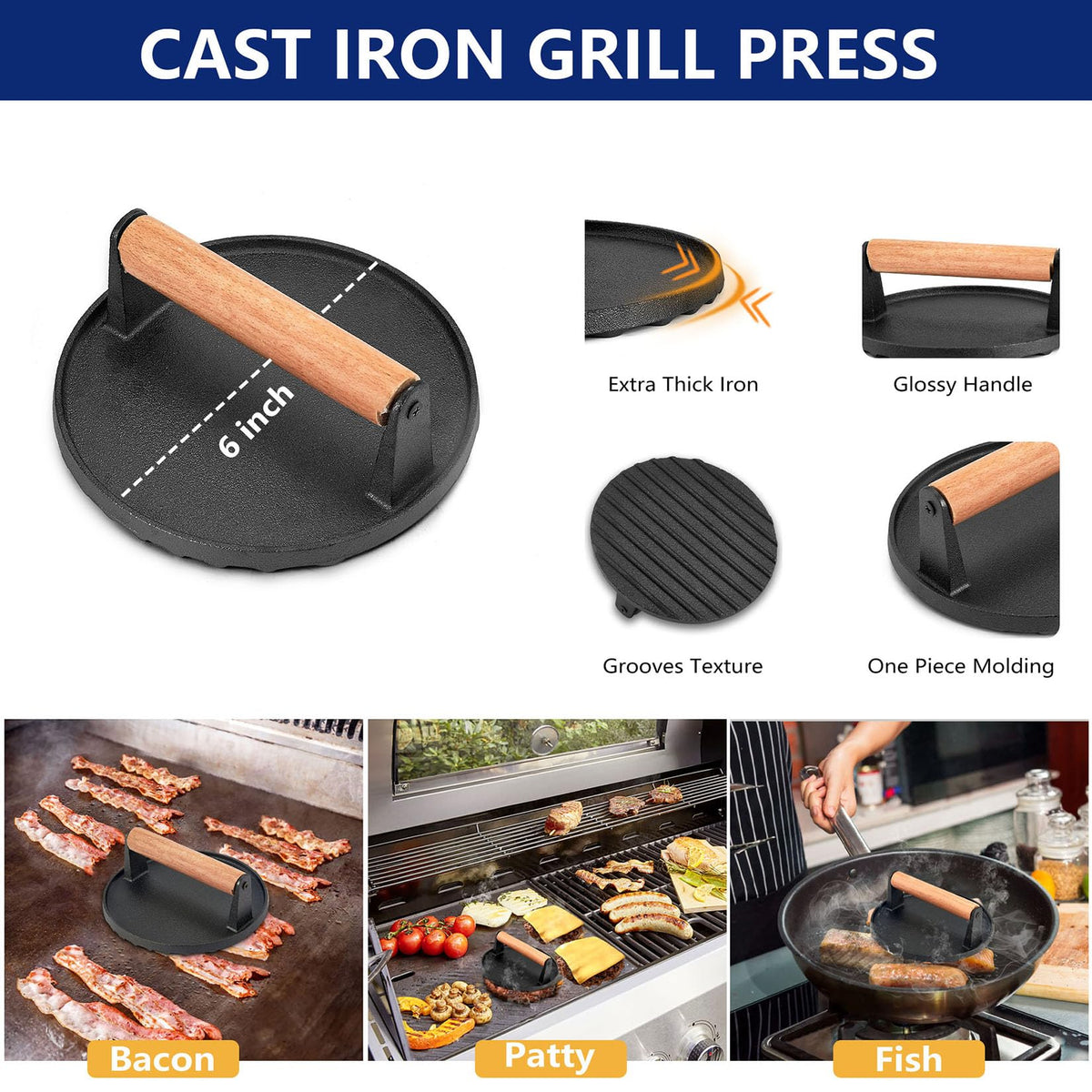Joyfair long griddle spatula slides under food for easy lifting on Blackstone