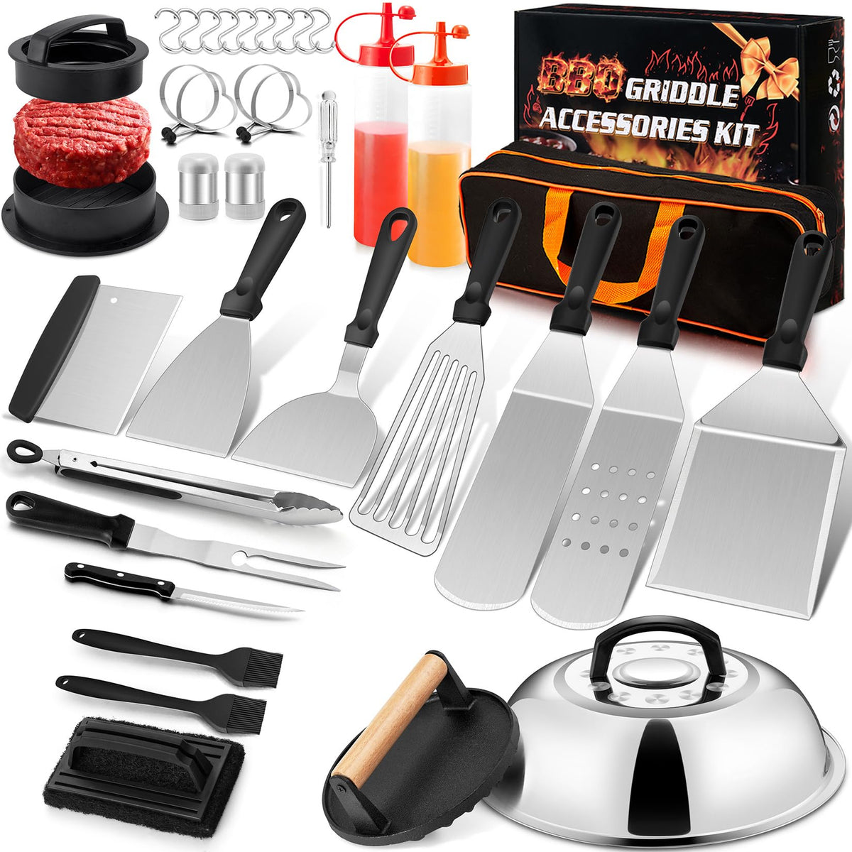 Joyfair 35Pcs griddle kit with carrying bag for easy outdoor grilling
