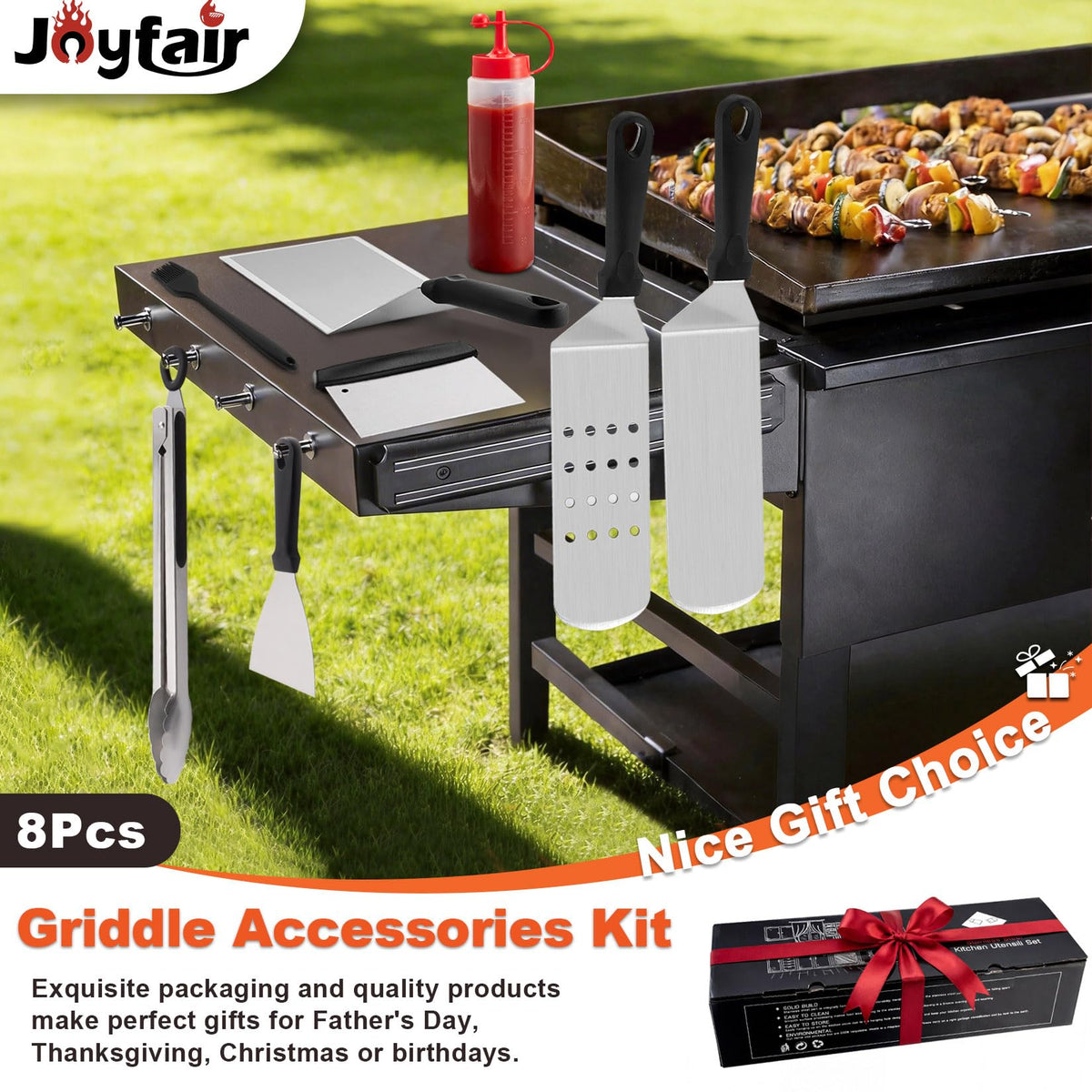 Joyfair food tong offers precise grip on grilled items.