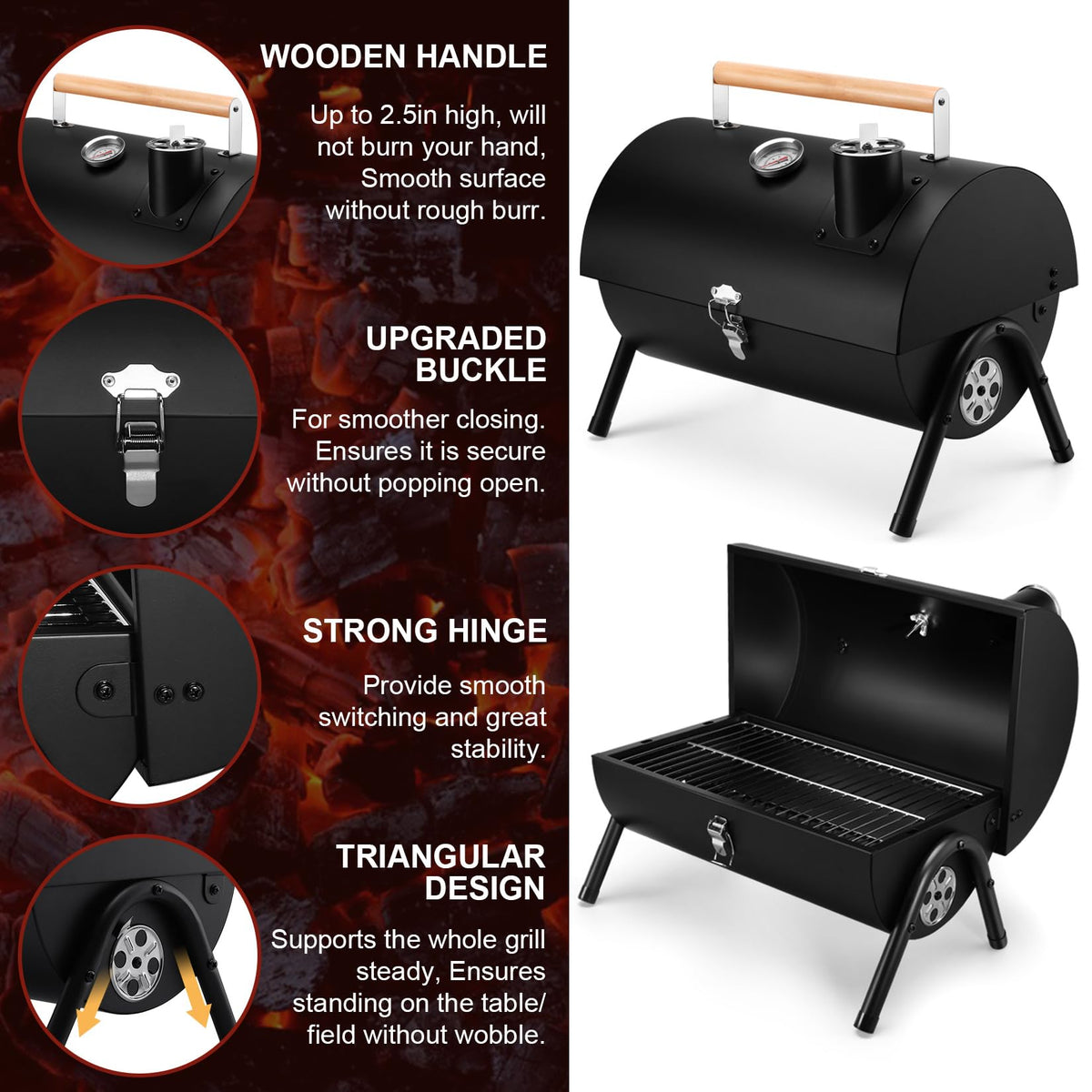 Joyfair grill rack 13-5x8-8 secures burgers and kebabs while grilling.