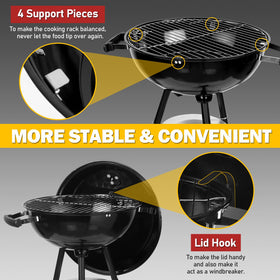 Joyfair Kettle Charcoal Grill bottom shelf for convenient tool storage