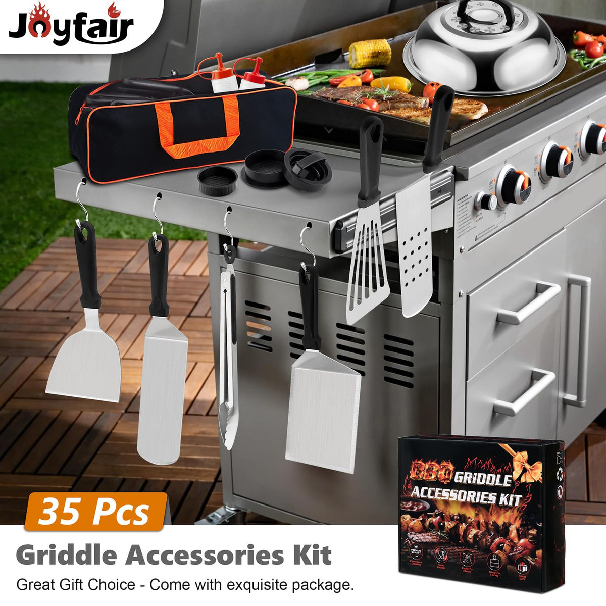 Joyfair long griddle spatula with ergonomic 45-degree handle