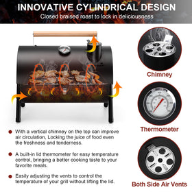 Joyfair portable charcoal grill assembled quickly for camping or backyard use.