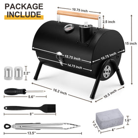 Joyfair grill accessories with tongs and brush in action