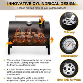 Joyfair built-in thermometer detail enabling temperature awareness during grilling
