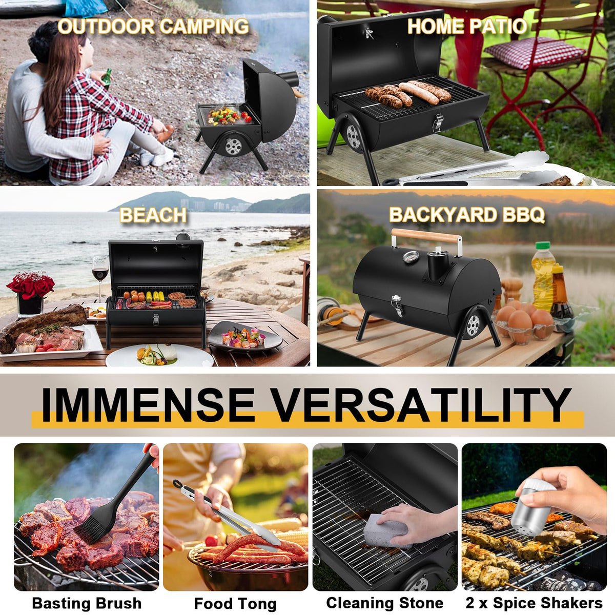 Joyfair setup in outdoor scene showcasing complete tabletop barbecue